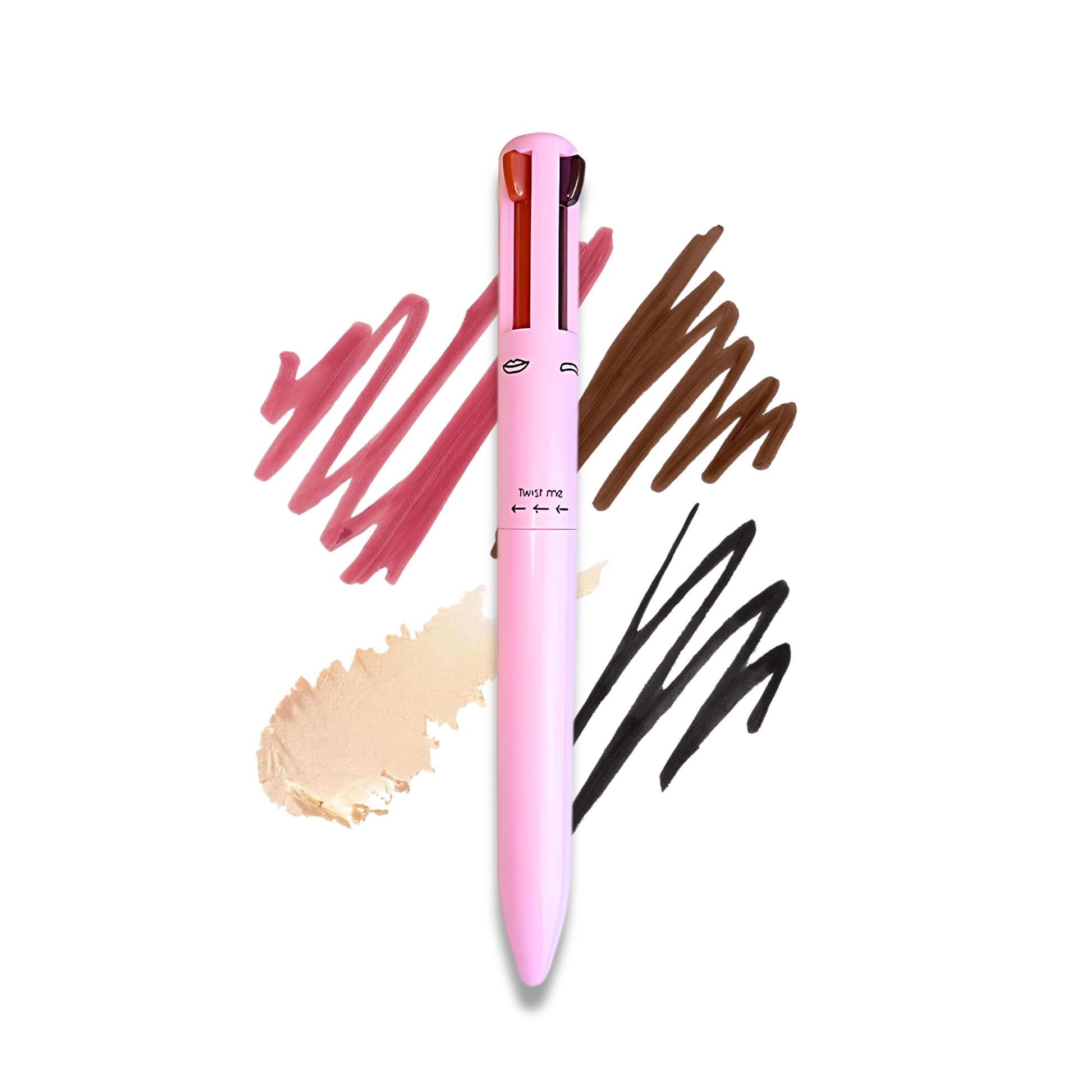 pink 4 in 1 Makeup Pen front side with white background