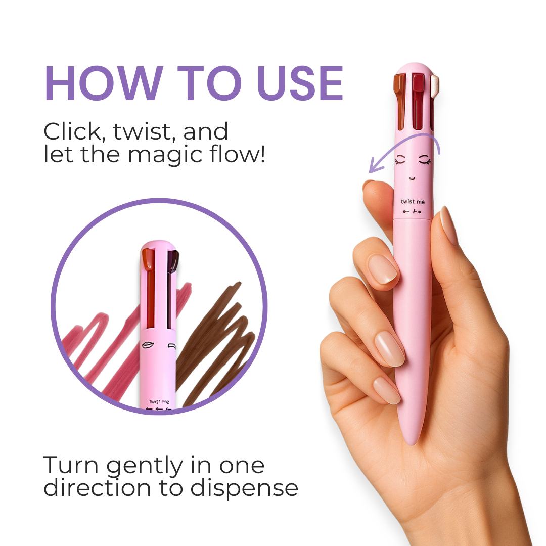 pink 4 in 1 pen displayed in a women hand 